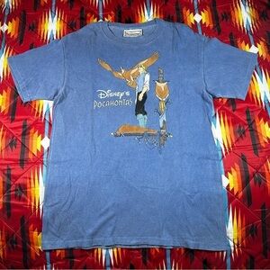 Vintage Disney Pocahontas Single Stitch T-Shirt Size XL Captain John Smith Blue